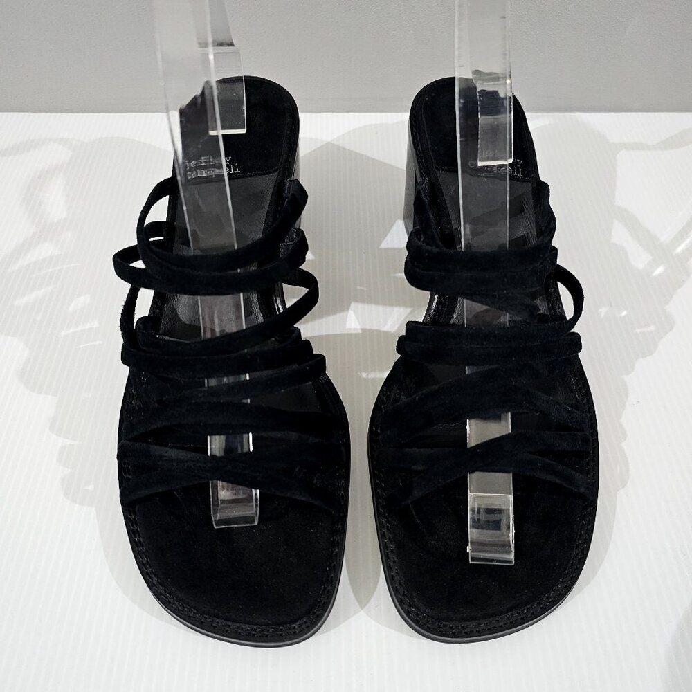 Jeffrey Campbell Intertwine Slide Sandal Womens 11 Black Suede Block Heel - Picture 4 of 12